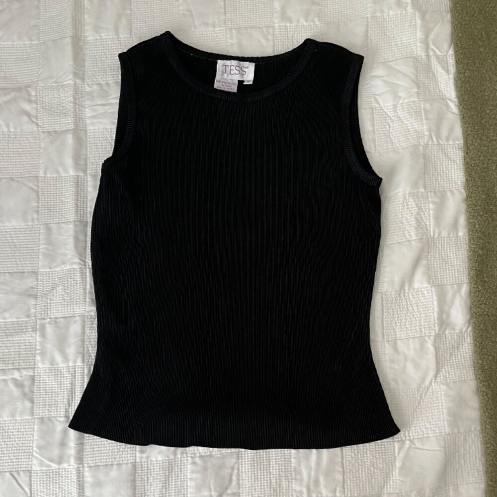 TESS Black Ribbed Sleeveless Tank - Size S